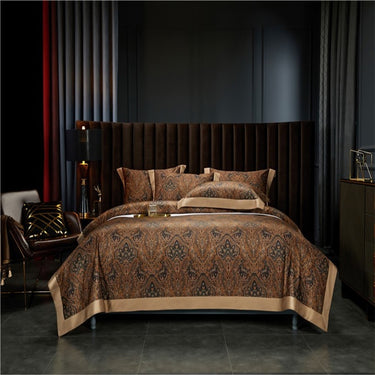 Vintage Brown Luxury European Egyptian Cotton 1000TC Duvet Cover Bedding Set